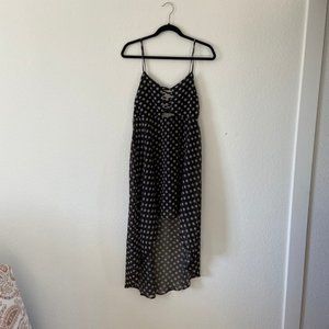 Black and Tan Polka Dot High Low Dress